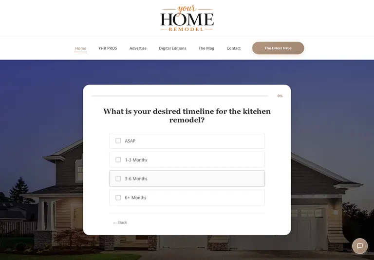The live AI project tool asking a homeowner about their kitchen remodeling project.