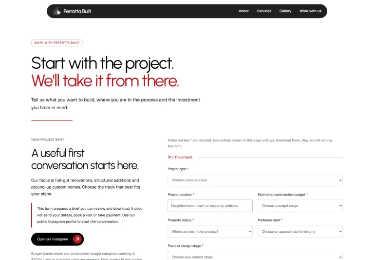 Perrotta Built project-brief page