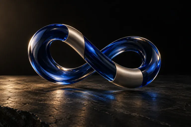 Conceptual Vitris artwork showing a sculptural blue glass and metal mechanism.