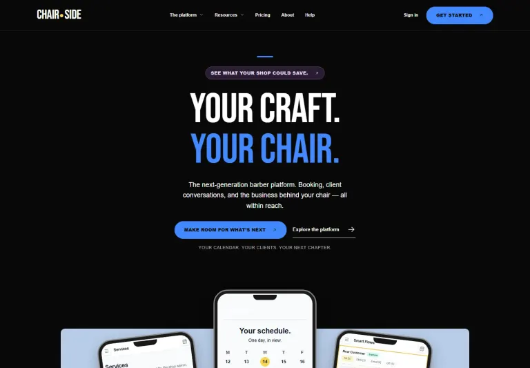 Chairside homepage on desktop
