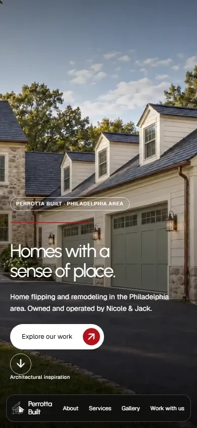 Perrotta Built homepage on mobile